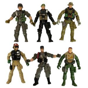Chap Mei Military Action Figures Lot of 6 Tactical Team Soldiers Pretend Play